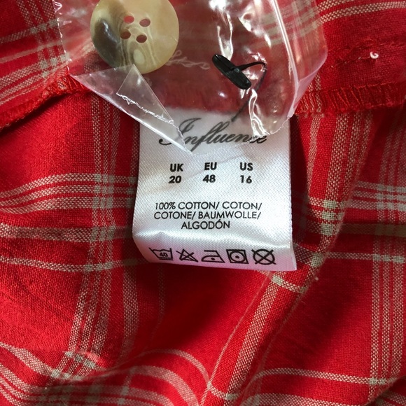 Influence Plus size 16 red plaid midi summer dress - Picture 7 of 7